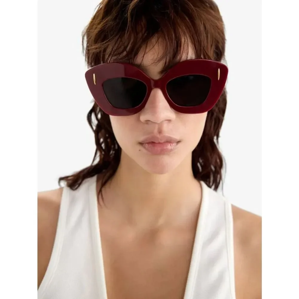 Loewe Women Sunglasses Red Mirror Cat Eye LW40127I ANAGRAM 66A NEW AUTHENTIC